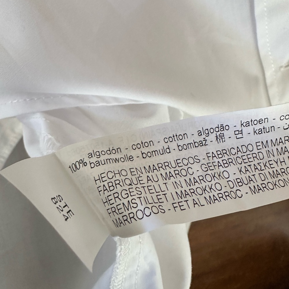 Zara white‎ cotton button down blouse ladies size Large NWT - Picture 7 of 8